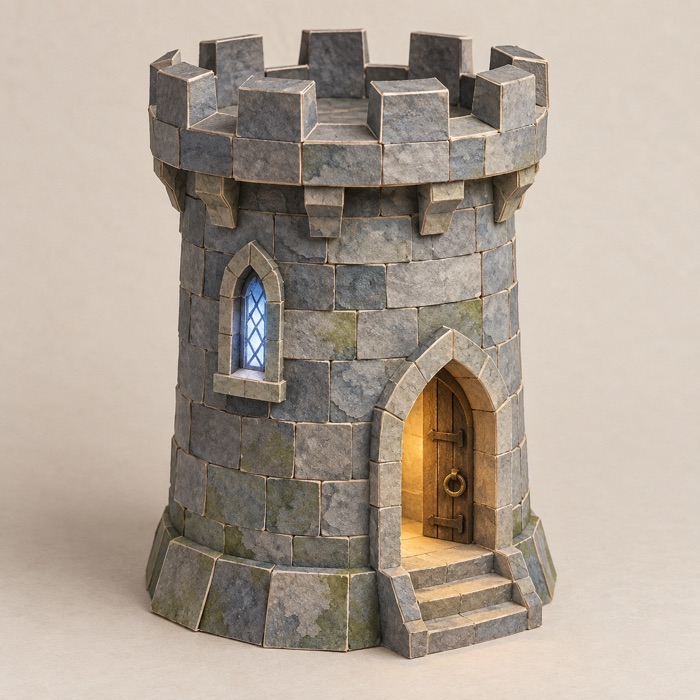 Papercraft castle tower