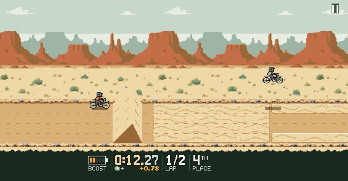Desert race under red rock