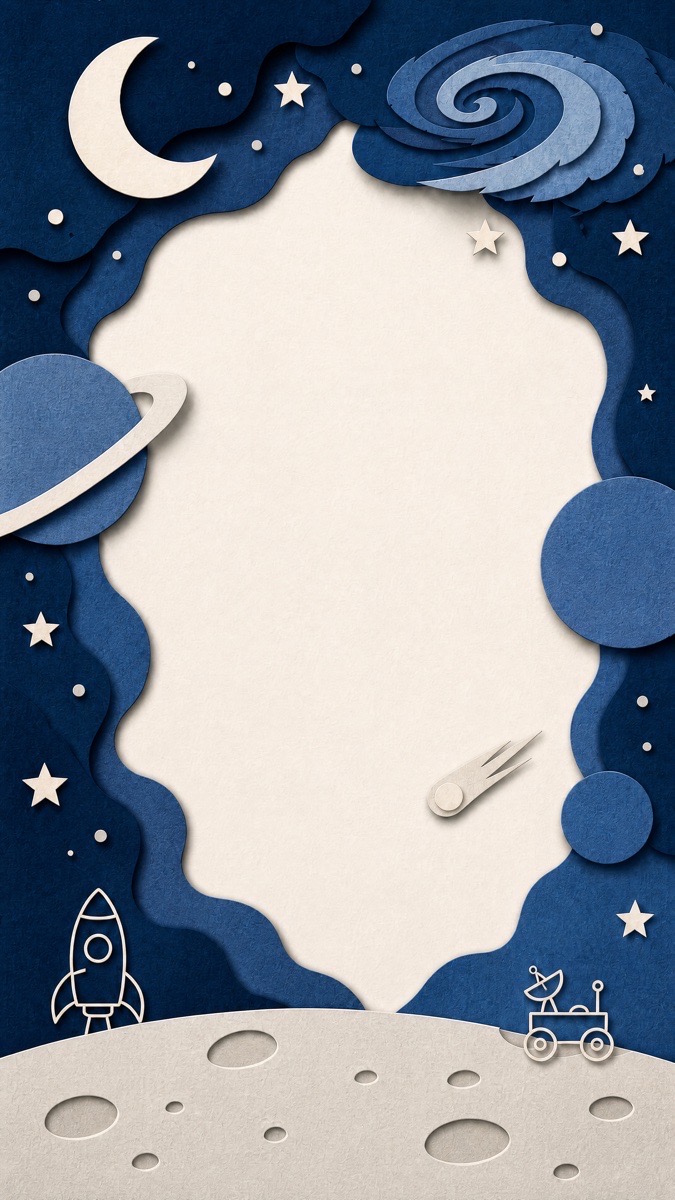 Wordnauts papercraft space scene with moon, planets and a rocket